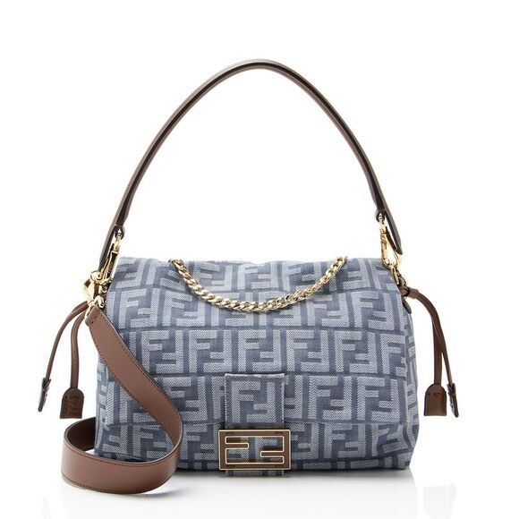 Fendi Handbags - Fendi Denim Zucca Mamma Baguette Shoulder Bag